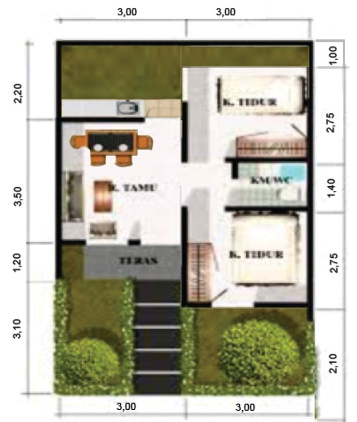 foto denah rumah tipe RUMAH 30/60 perumahan PERUMAHAN GRIYA PASOPATI REGENCY