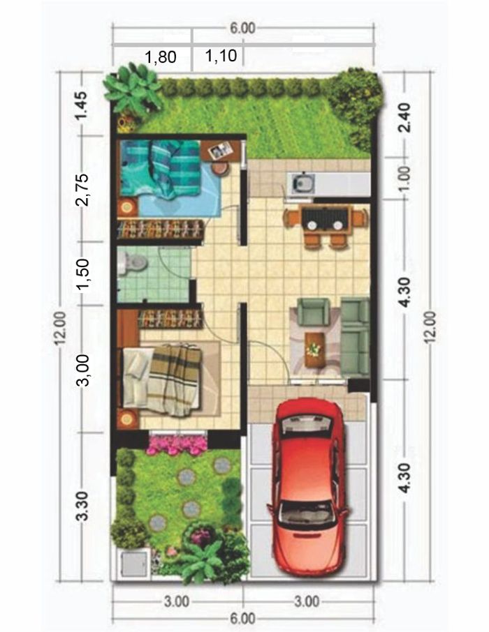 foto denah rumah tipe RUMAH 36/72 perumahan PERUMAHAN GRIYA PASOPATI REGENCY