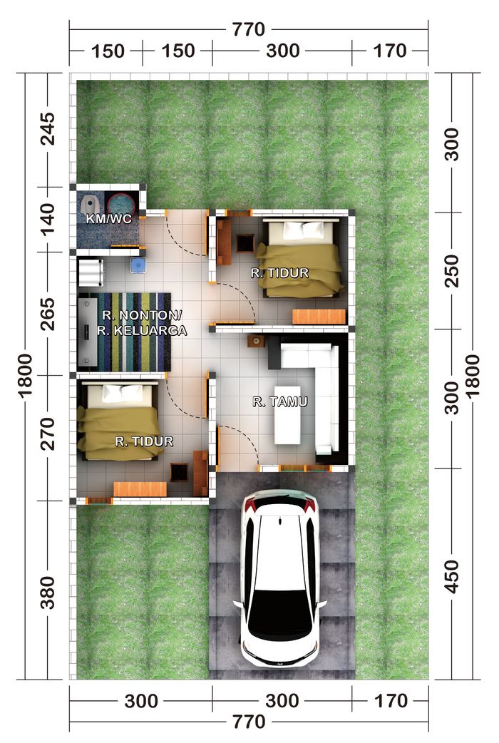 foto denah rumah tipe 36/100 perumahan AURA RESIDENCE
