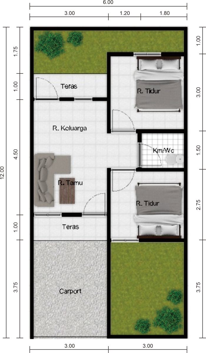 foto denah rumah tipe 36 perumahan GREEN PAMENGKANG
