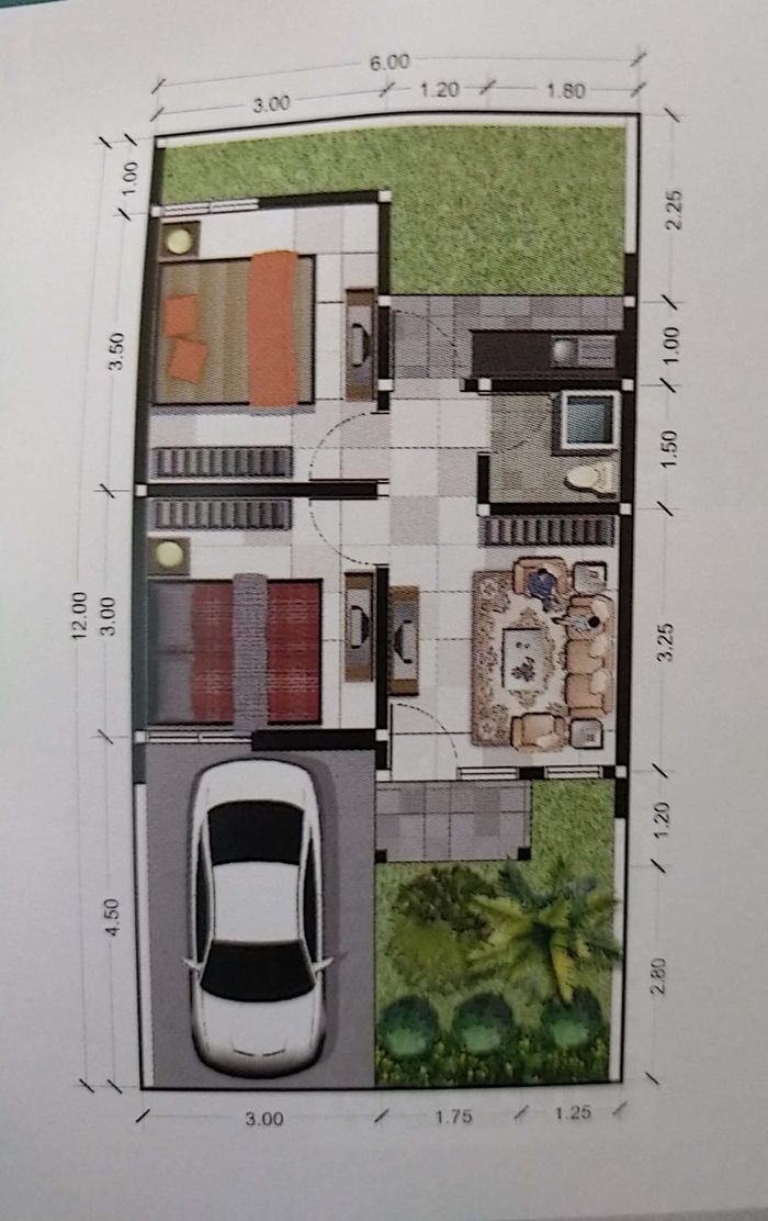 foto denah rumah tipe ANIEZA 36/72(6X12) perumahan THE KHADEFA RESIDENCE