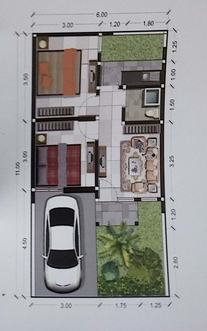 foto denah rumah tipe ANIEZA 36/66 ( 6X11 ) perumahan THE KHADEFA RESIDENCE