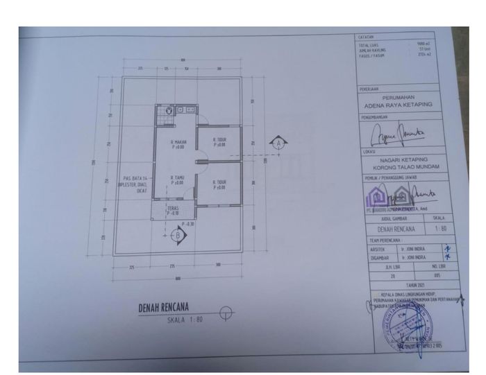 foto denah rumah tipe 36 perumahan ADENA RAYA KETAPING