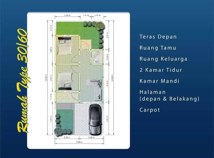 foto denah rumah tipe 30/60 perumahan KARTIKA KUSUMA RESIDENCE