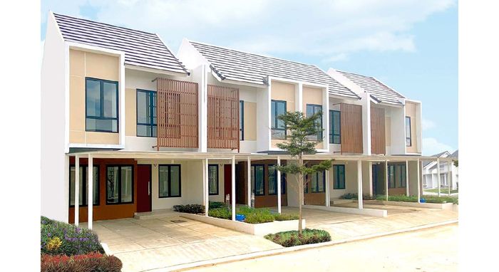foto tampak rumah tipe SRIKANDI LAKEVIEW 55/84 (MAY 22) perumahan Cluster Sriwijaya - Darmawangsa Residence Bekasi
