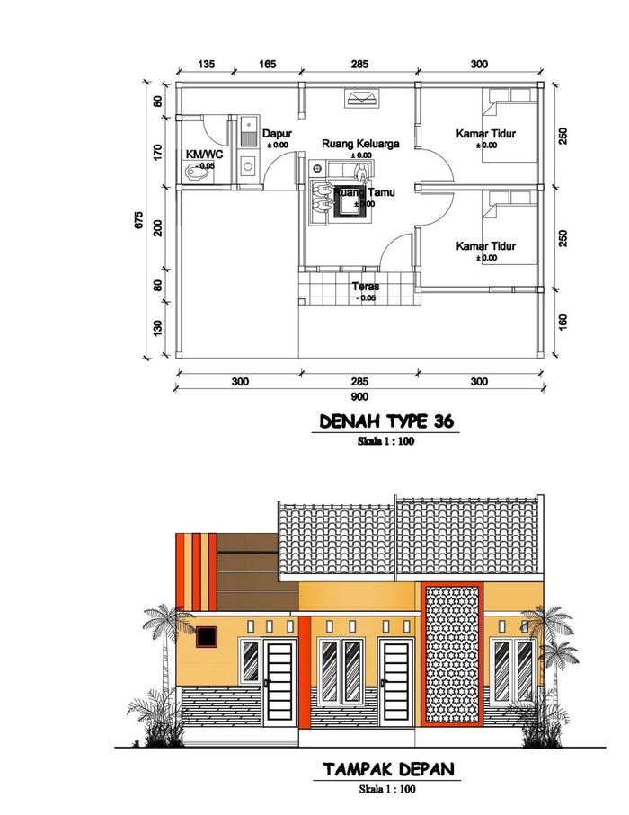 foto denah rumah tipe SUBSIDI perumahan Pondok Wonopaten Indah