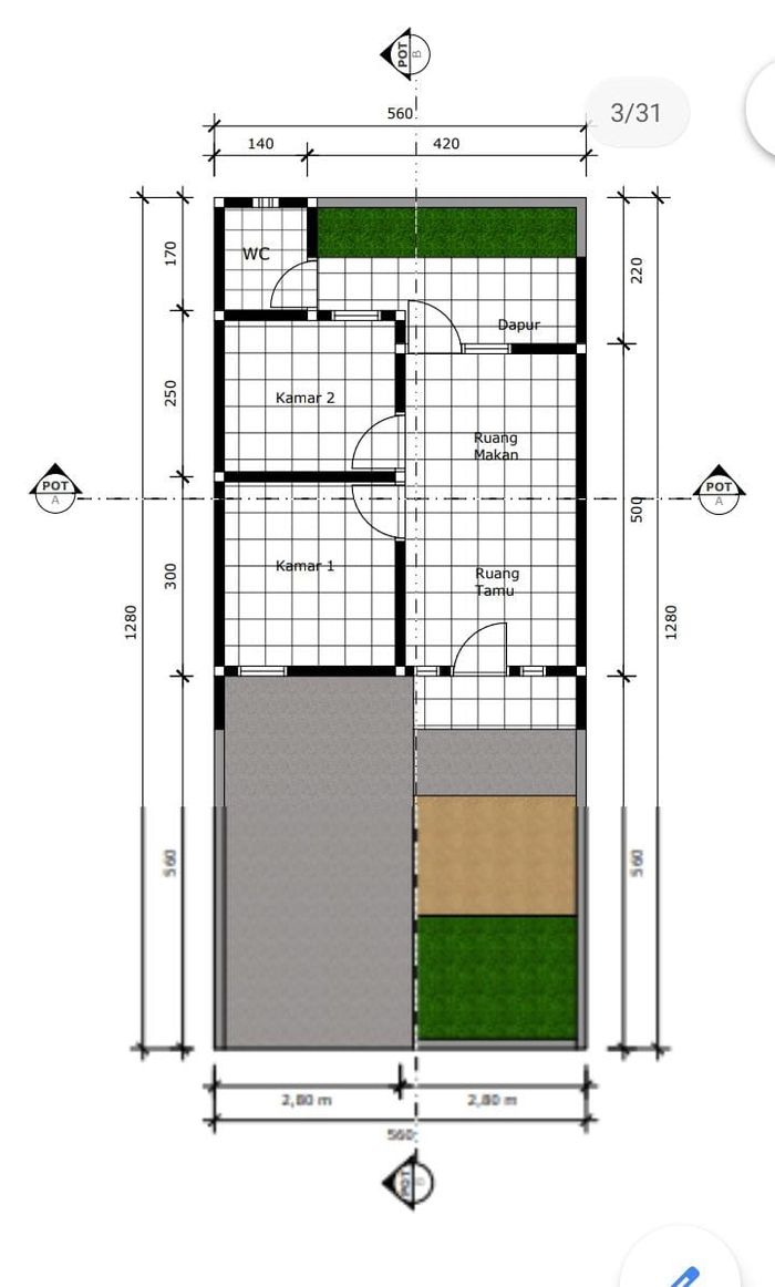 foto denah rumah tipe T.36/72 perumahan Mutiara Sunrise Residence