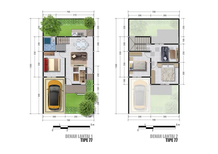 foto denah rumah tipe 77/91 perumahan GRAND AZALEA BOULEVARD