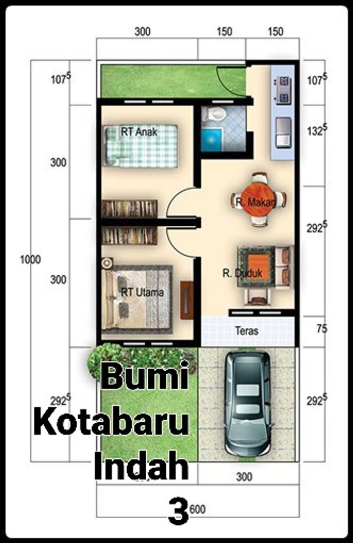 foto denah rumah tipe 36/60 perumahan BUMI KOTABARU INDAH 3