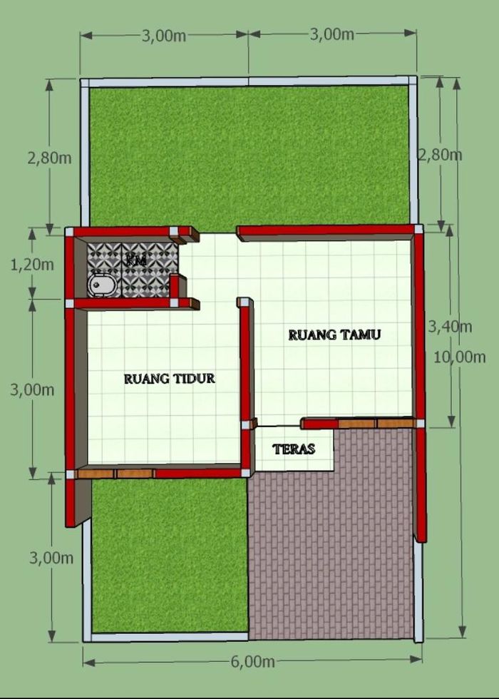 foto denah rumah tipe 24/80 perumahan Pinus Cluster Subang