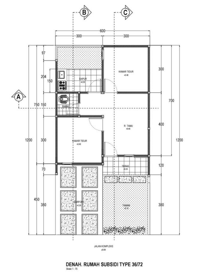 foto denah rumah tipe 36/72 perumahan Bukit Ketapang 2