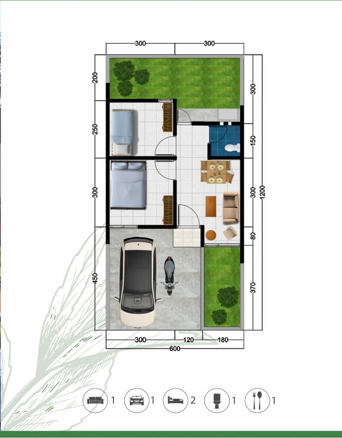 foto denah rumah tipe 36 E1-07 perumahan OMA INDAH KAPUK