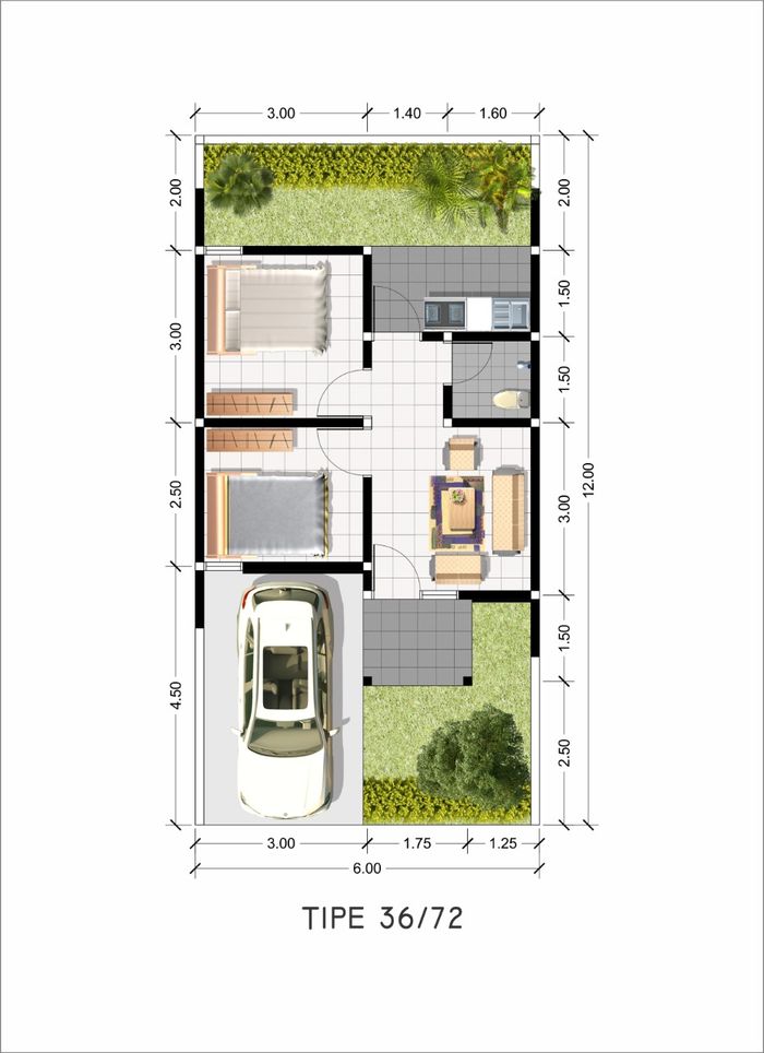 foto denah rumah tipe GRANADA perumahan GRAND CLARYSA TAHAP 3