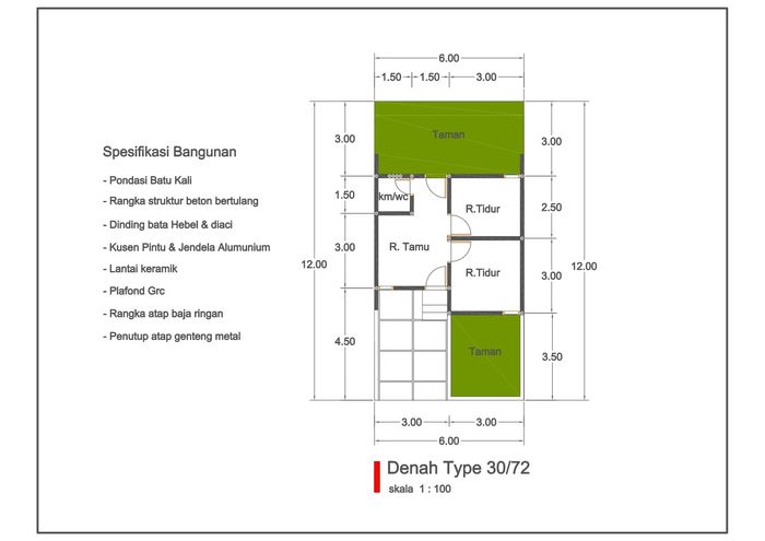 foto denah rumah tipe 30/72 perumahan Perumahan Griya Sahla Cempaka 2