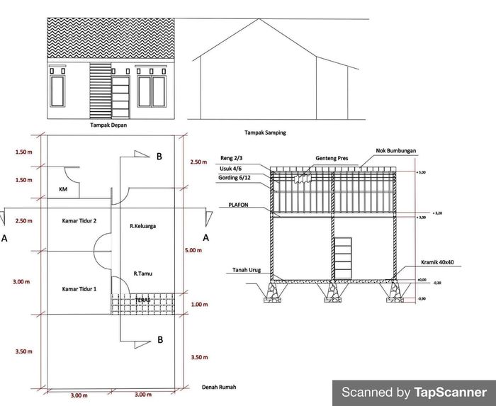 foto denah rumah tipe 36/72 perumahan BALEZA PERMAI 2
