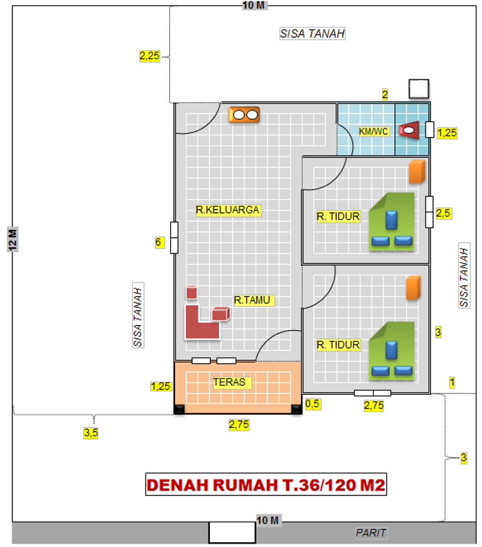 foto denah rumah tipe T.36/120 M2 perumahan ANUGERAH ASRI