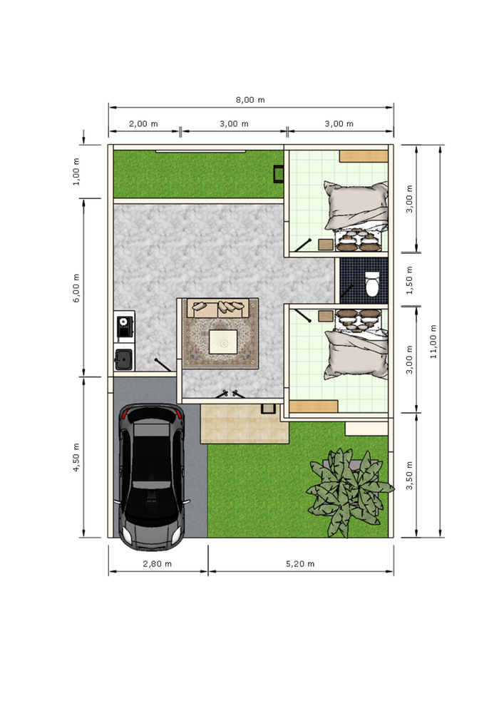 foto denah rumah tipe ROYAL PERMATA 55/88 perumahan ROYAL PERMATA TAHAP 2