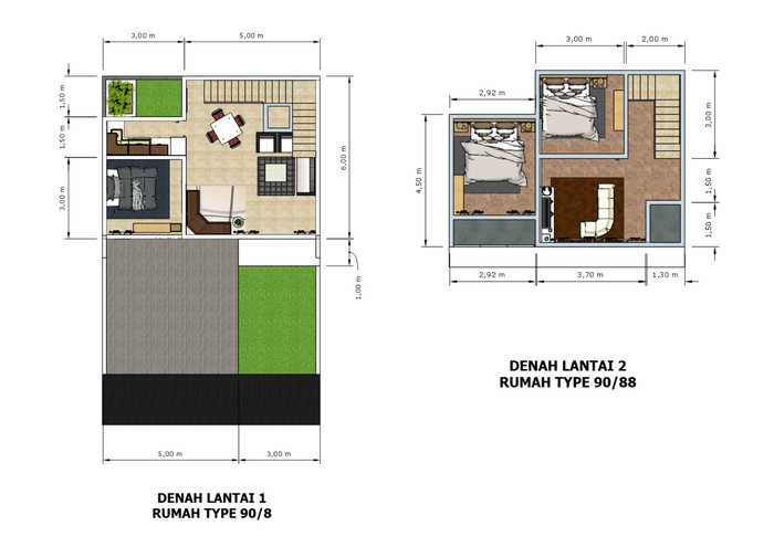 foto denah rumah tipe ROYAL PERMATA 90/88 perumahan ROYAL PERMATA TAHAP 2