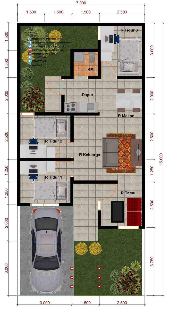 foto denah rumah tipe 51/84 milah b17 perumahan VANAMA RESIDENCE