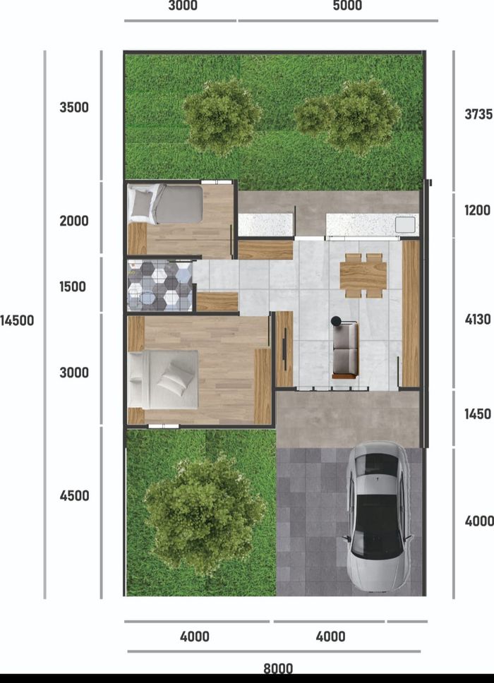 foto denah rumah tipe 42 cluster mahogany perumahan CIANJUR ASRI RESIDENCE