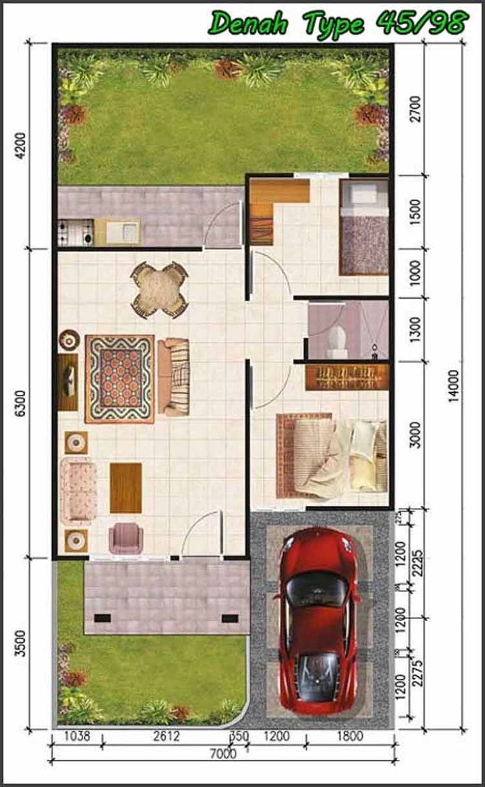 foto denah rumah tipe 45/72 perumahan SAR BHAYANGKARA RESIDENCE