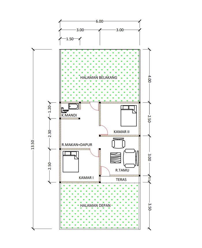foto denah rumah tipe 36/81 perumahan Poros Residence