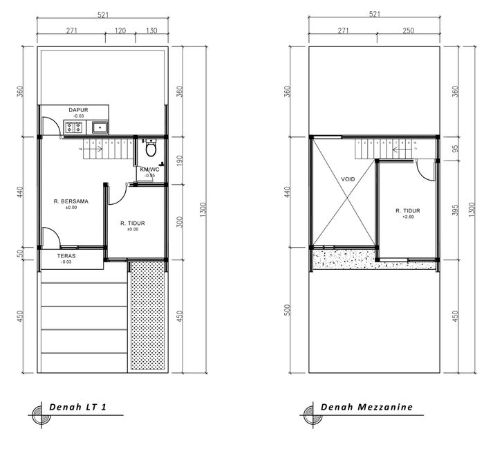 foto denah rumah tipe 36 Mezzanine (413) perumahan Seroja Home Residence 2