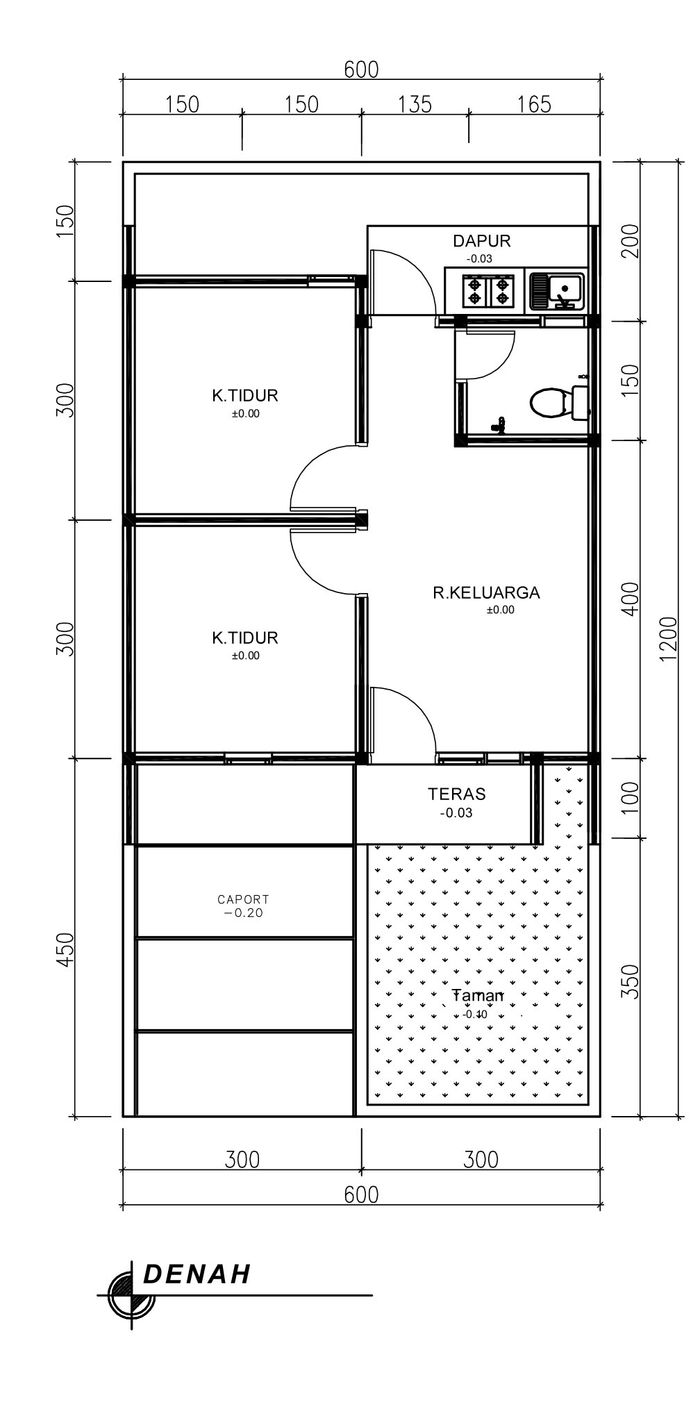 foto denah rumah tipe 36 Landed (396) perumahan Seroja Home Residence 2