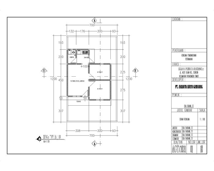 foto denah rumah tipe 36 perumahan EKAJAYA PERMATA RESIDENCE 2