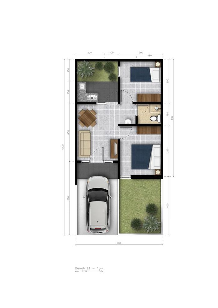 foto denah rumah tipe 41/75 perumahan BUMI ADIPURA CLUSTER TULIP TAHAP 6