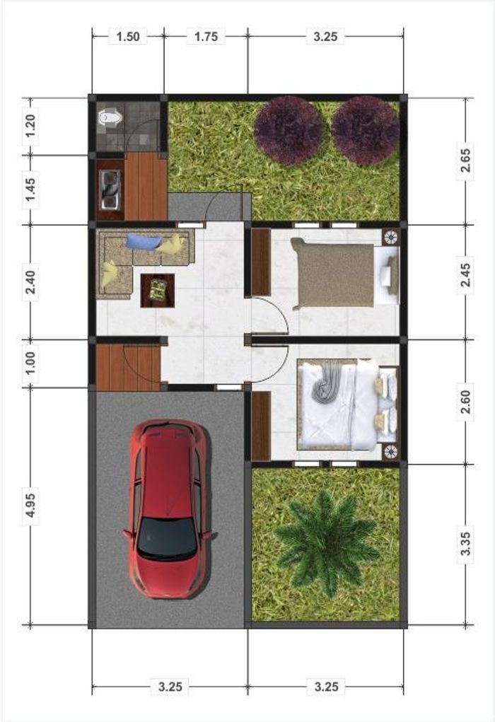 foto denah rumah tipe 30/72 perumahan Permata Wonosari 