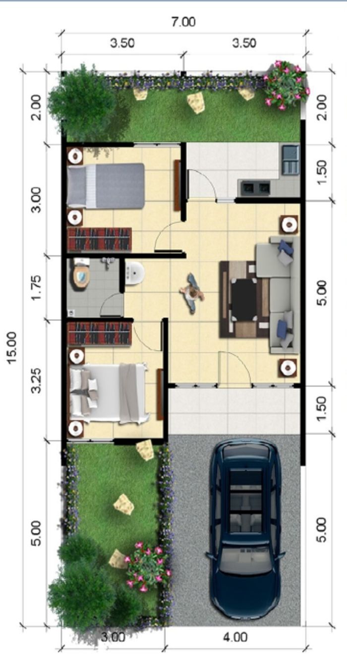 foto denah rumah tipe 55/105 perumahan TAMAN PONDOK LEGI / PT. KARYA MAKMUR