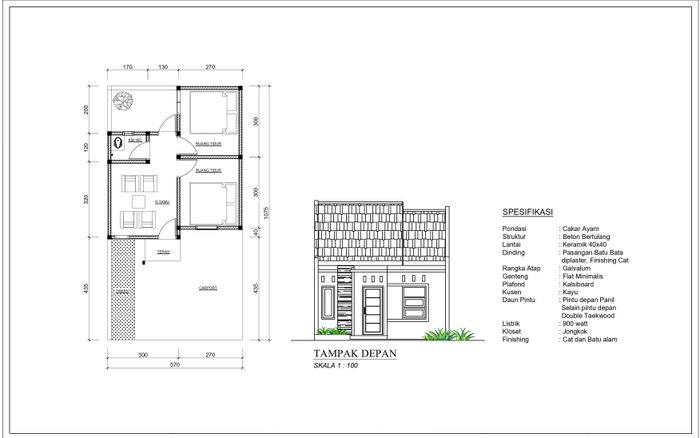 foto denah rumah tipe 30 perumahan BMW ASTER