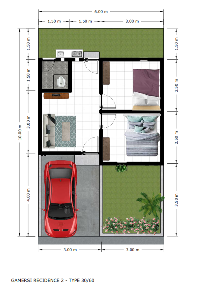 foto denah rumah tipe 30 perumahan GAMERSI RESIDENCE 2
