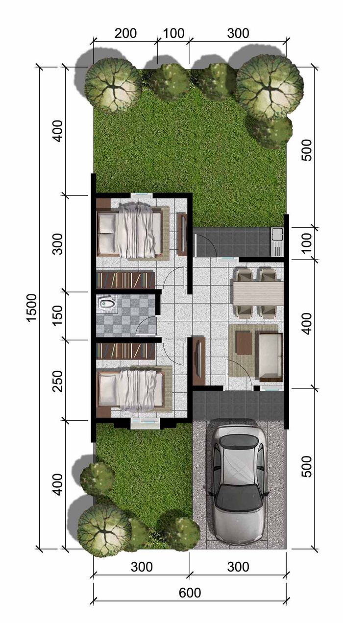 foto denah rumah tipe EBONY 3 perumahan CitraIndah City