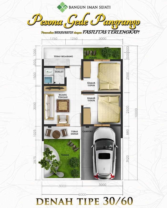 foto denah rumah tipe 30 perumahan Pesona Gede Pangrango