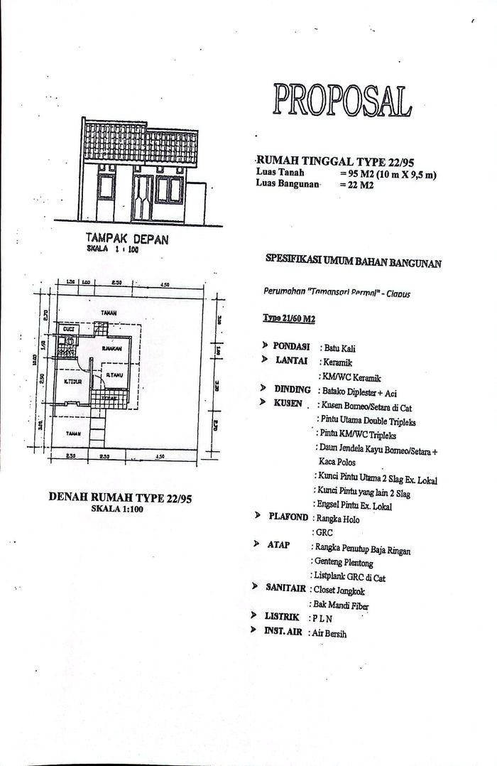 foto denah rumah tipe 22/92 perumahan Tamansari Permai