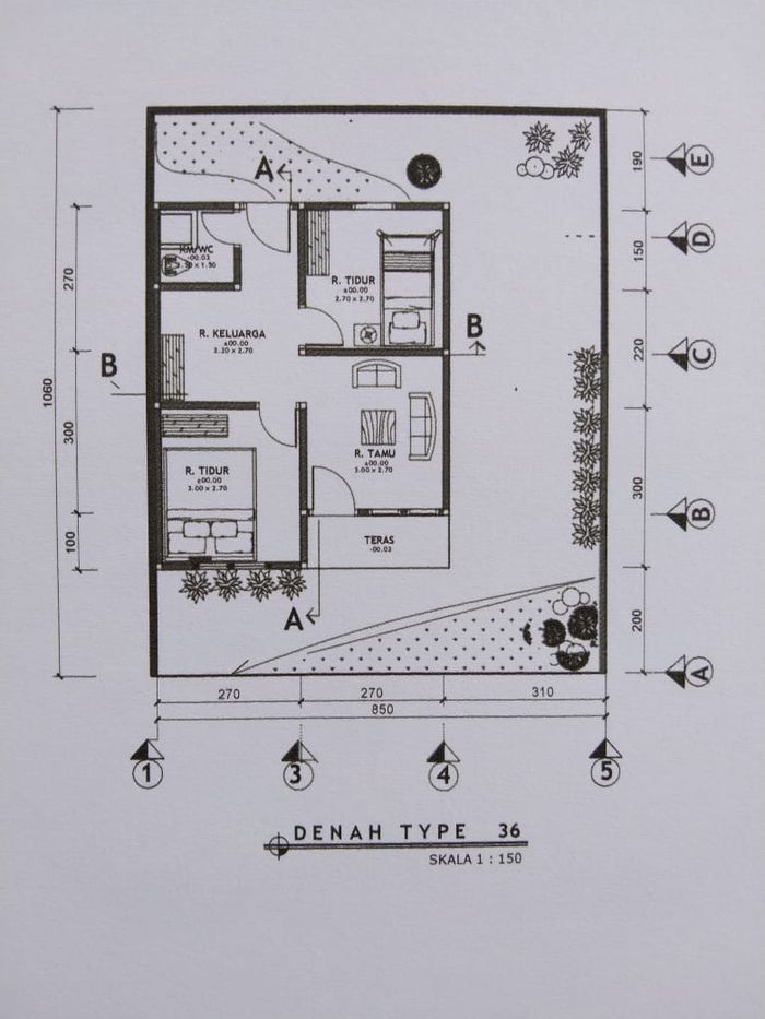 foto denah rumah tipe 36/90 perumahan GRAND RAFI RESIDENCE