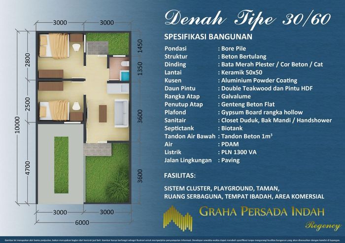 foto denah rumah tipe 30/60 perumahan GRAHA PERSADA INDAH REGENCY