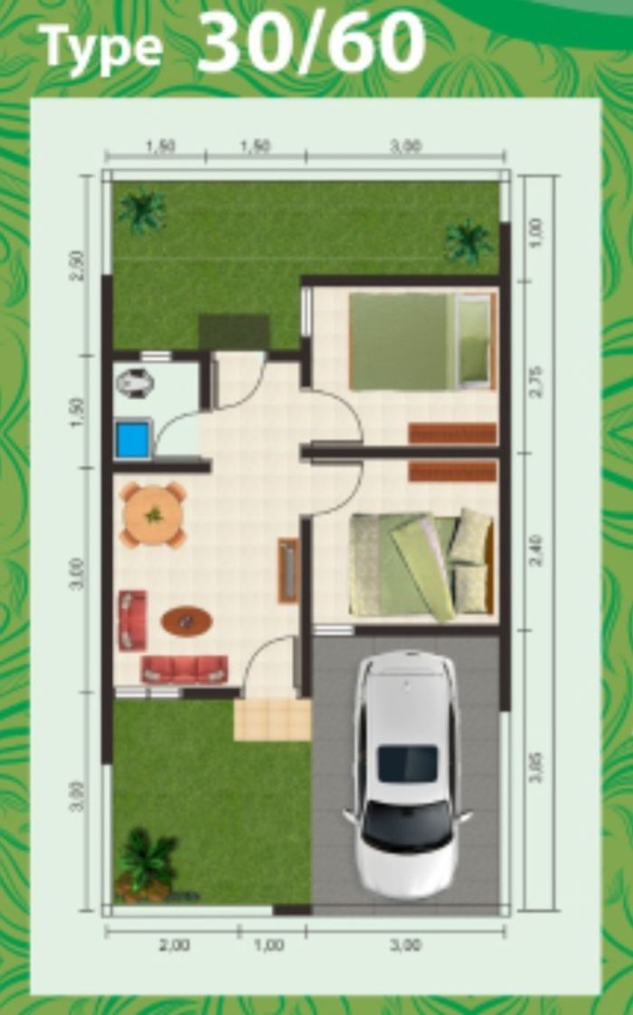 foto denah rumah tipe 30/60 perumahan PERUMAHAN KALIS RESIDENCE