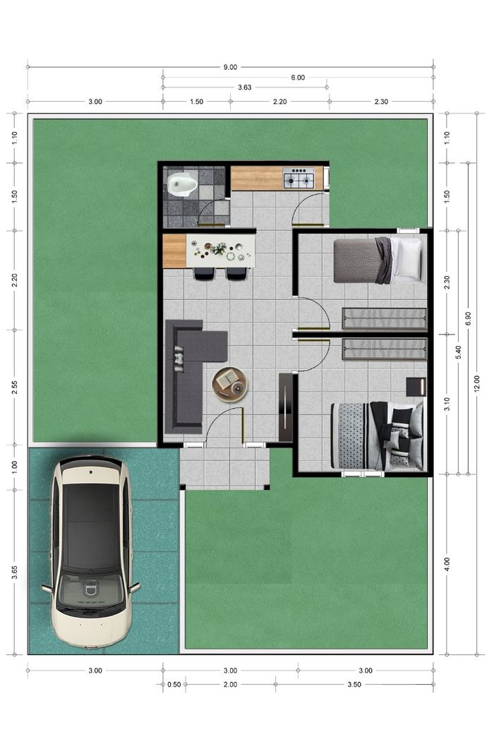 foto denah rumah tipe 36 perumahan BANAMA REGENCY 2