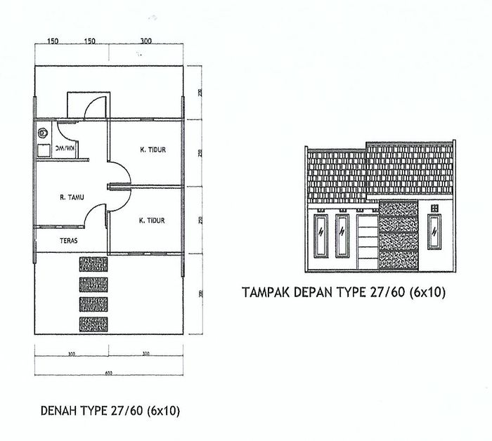 foto denah rumah tipe 27/60 perumahan GRAHA PASIR HAYAM 2