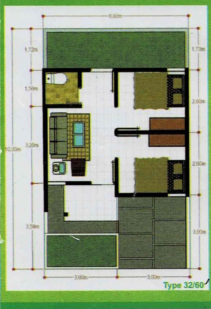 foto denah rumah tipe 32/60 perumahan GREEN PERMATA GENDOH 2