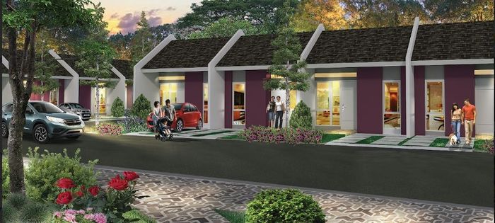 foto tampak rumah tipe NEW DERBY 388JT perumahan Mutiara Columbus