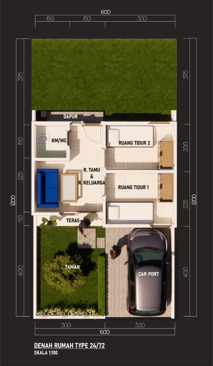 foto denah rumah tipe 24 perumahan Taman JLT Asri