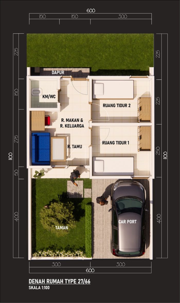 foto denah rumah tipe 27 perumahan Taman JLT Asri