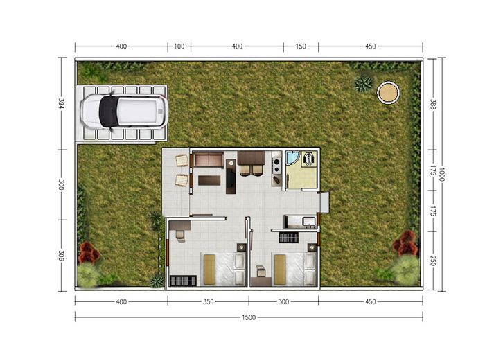foto denah rumah tipe 36/150 perumahan Pematang Aur Residence