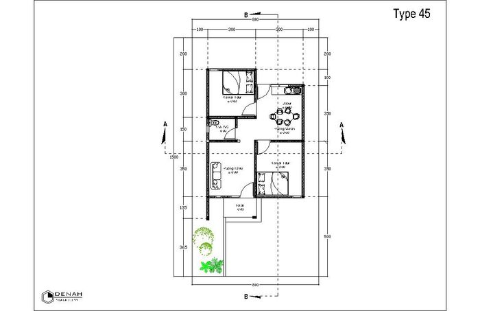 foto denah rumah tipe 45 perumahan Perumahan Berlian Sutaja Regency
