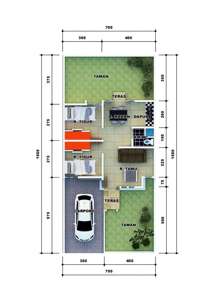 foto denah rumah tipe 45/124 perumahan Bukit Graha Bhakti Asri