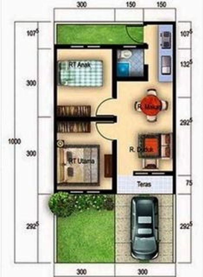 foto denah rumah tipe 36/72 perumahan GREEN CIBARUSAH RESIDENCE